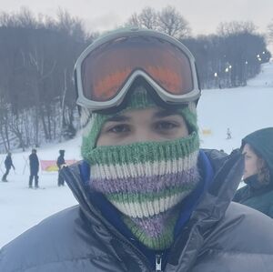 Green knit balaclava